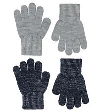 Melton Gants - Tricot - 2 Pack - Gris/Marine av. Brillant