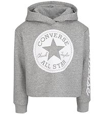 Converse Kapuzenpullover - Cropped - Grey Heather m. Logo