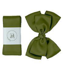 Bows By Str Baptism Ribbon w. Bow - Satin - Double Bow - Moss