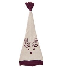 Minymo Christmas Hat - Knitted - Pixie - Beige Melange w. Reinde