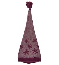 Minymo Christmas Hat - Knitted - Pixie - Fig w. Pattern/Pom-Pom