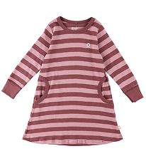Katvig Dress w. Pockets - Dark Pink w. Stripes