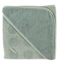 Leander Hooded Towel - Matty - 80x80 cm - Sage Green w. Dots