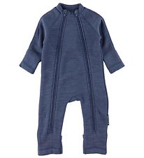 Smallstuff Pramsuit w. Zippers - Wool - Demin Melange