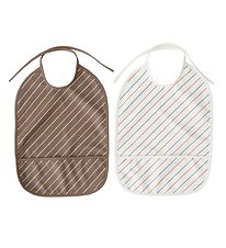 OYOY Bib w. Pocket - Long - 2-Pack - Striped - Mellow/Choko