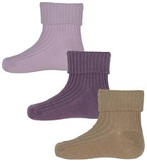 Minymo Socken - 3er-Pack - Rib - Sehr Grape