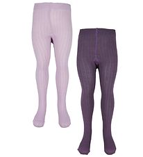 Minymo Collants - 2 Pack - Rib - Trs Grape