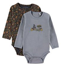 Fixoni Bodysuits l/s - 2-Pack - Tradewinds/Ebony