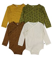 Pippi Baby Wrap Bodysuits l/s - 4-Pack - Tinsel