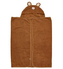 Pippi Baby Hooded Towel - 70x120 - Almond w. Bear