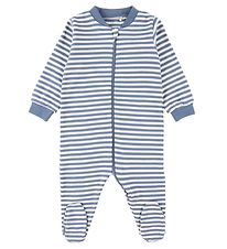 Fixoni Pyjamas m. Fötter - Randig - Blå/vit