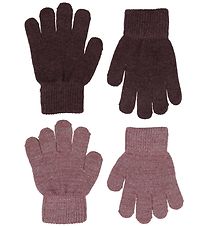CeLaVi Gloves - Wool/Polyester - 2-Pack - Rose Brown w. Glitter
