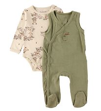 Fixoni Romper m. Voetjes m. Romper l/s - Pure Bliss/Beige m. Ber