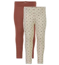 Minymo Leggings - 2-Pack - Sheer Bliss/Brown