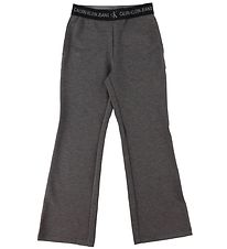 Calvin Klein Trousers - Punto Logo Tape Flare - Dark Grey Melang