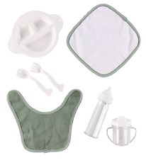 MaMaMeMo Poppen Eet Set ik Tas - 8 Onderdelen - Corduroy - Mint