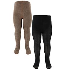 Minymo Strumpbyxor - 2-pack - Svart/Brun m. Glitter
