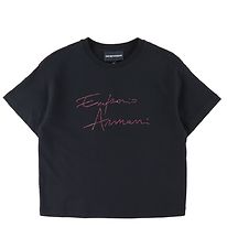 Emporio Armani T-paita - Musta, Vaaleanpunainen/Tekojalokivi