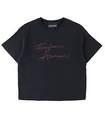 Emporio Armani Stuttermabolur - Svart M. Bleikt/Rhinestone