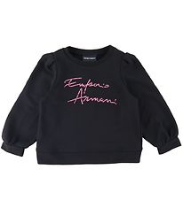 Emporio Armani Sweatshirt - Sort m. Pink/Strassstein