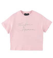 Emporio Armani T-Shirt - Rose av. Argent/Strass