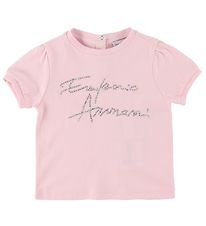 Emporio Armani Stuttermabolur - Bleikt M. Silfur/Rhinestone