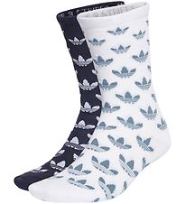 adidas Originals Sukat - Mono Crew - 2 kpl - Valkoinen/Sininen
