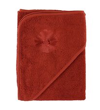Nørgaard Madsens Baby towel - 100x100 cm. - Dusty Red w. Bloom