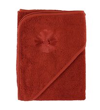 Nrgaard Madsens Hooded Towel - 100x100 cm. - Dusty Red w. Flowe