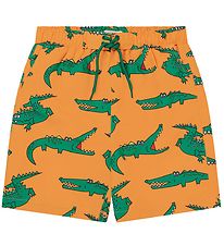 Stella McCartney Kids Shorts de Bain - Orange/Vert av. Crocodile