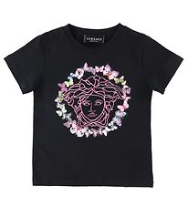 Versace T-Shirt - Medusa Vlinderdas - Zwart/Roze
