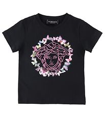 Versace T-shirt - Medusa Bow Tie - Black/Pink