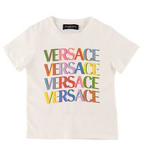 Versace T-Shirt - Blanc av. Multicolore/Rose
