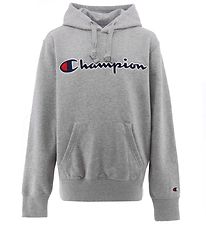 Champion Fashion Hoodie - Grijs Gevlekt m. Logo