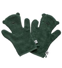Sebra Baby Wash Glove - Terrycloth - Milo - 2-Pack - Bottle Gree