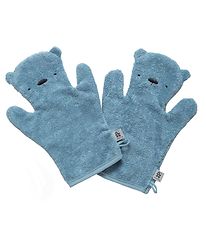 Sebra Baby Wash Glove - Terrycloth - Milo - 2-Pack - Powder Blue