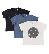 Emporio Armani T-Shirt - 3er-Pack - Blau/Wei/Navy m. Reflex