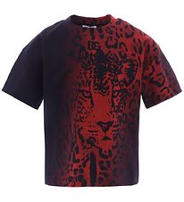 Dolce & Gabbana T-Shirt - Dieren - Zwart/Rood Leo