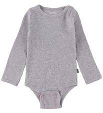 Mads Nørgaard Bodysuit l/s - Rib - Grey Melange