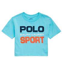 Polo Ralph Lauren T-Shirt - Bijgesneden - Polo Sport - Lichtblau