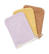 Fabelab Gant de Bain Bb - 3 Pack - Lilas/Pale Yellow/Caramel