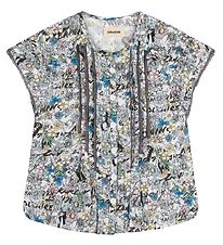 Zadig & Voltaire Top - Happy - Light Blue w. Flowers