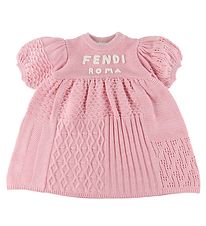 Fendi Jurk - Katoen/Wol - Roze m. Tekst