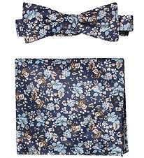 Grunt Bow Tie w. Handkerchief - Our Flower - Navy Flower