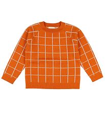 Voksi Blouse - Wool - Warm Orange w. Checs