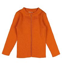 Voksi Cardigan - Rib - Wool - Warm Orange