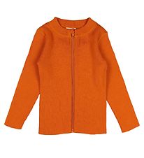 Voksi Cardigan - Rib - Wolle - Warmes Orange