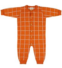 Voksi Jumpsuit - Wool - Warm Orange w. Checs