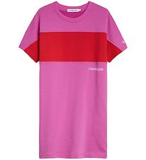 Calvin Klein Kjóll - Colour Block - Lucky Bleikt/Rtstj