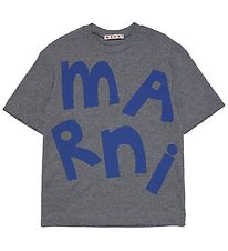 Marni T-Shirt - Dunkelgrau-Meliert m. Blau